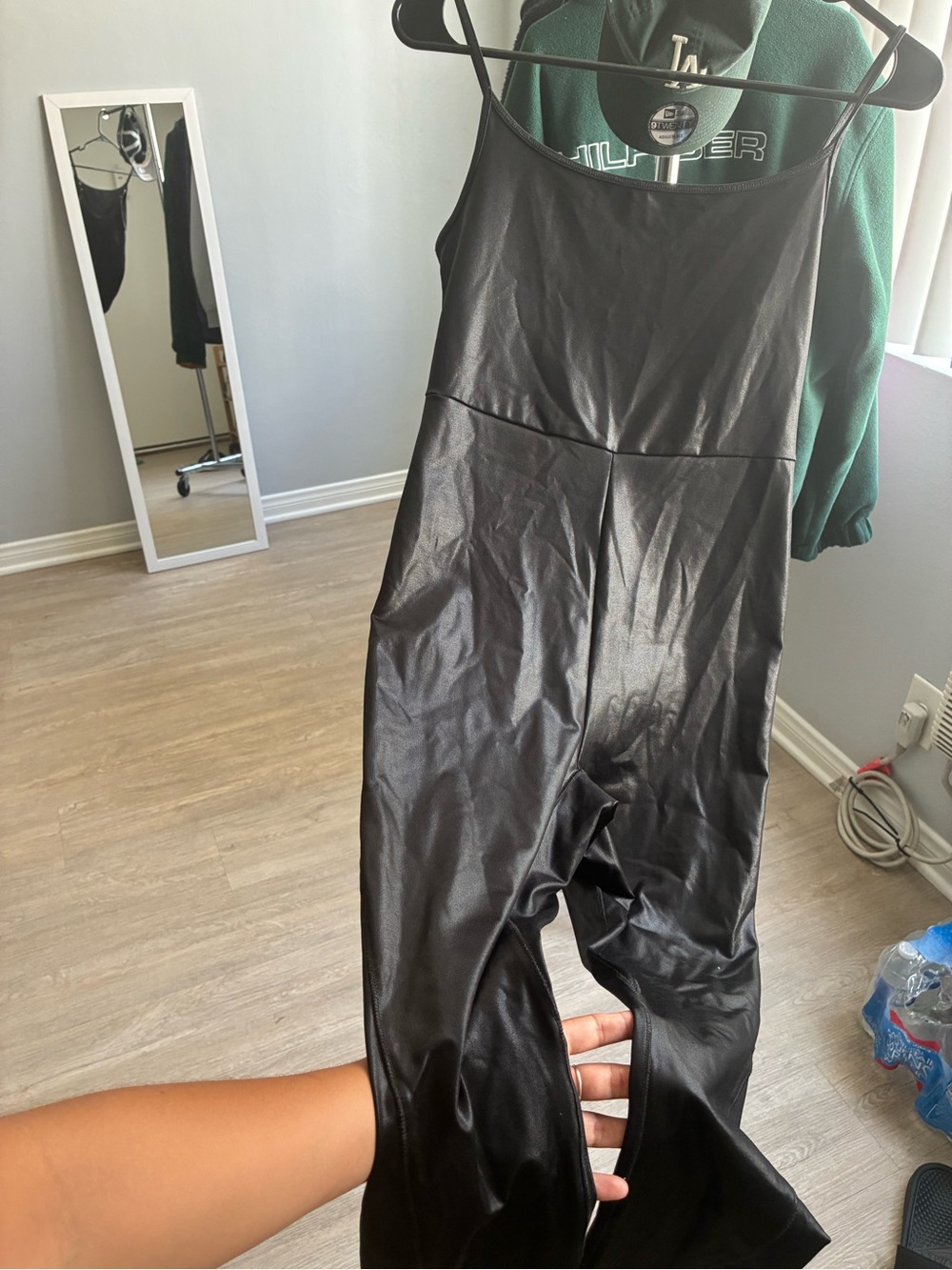 wild fable Black Faux Leather Slim Jumpsuit